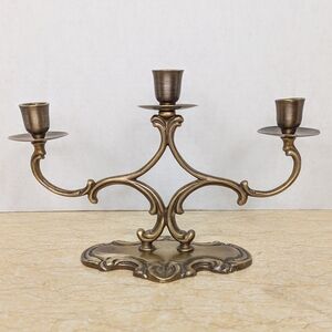 Vintage Brass 3 Arm Candelabra Candleholder Holder 6" Tall Mid Century Gothic